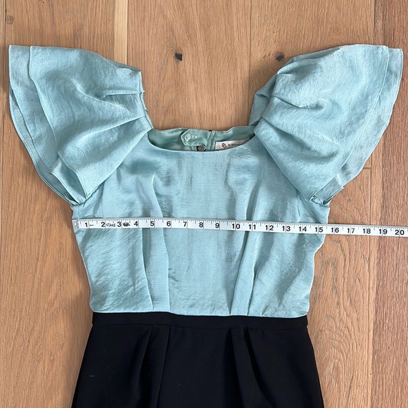 NWT BCBGeneration Ruffle Sleeve Cupro & Ponte Dress - Teal and Black - Size 4 - Picture 10 of 15